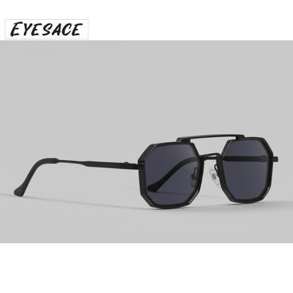 Eyesace® Commando Jet-Black Edition Octagon/Hexagon Metal Sunglasses