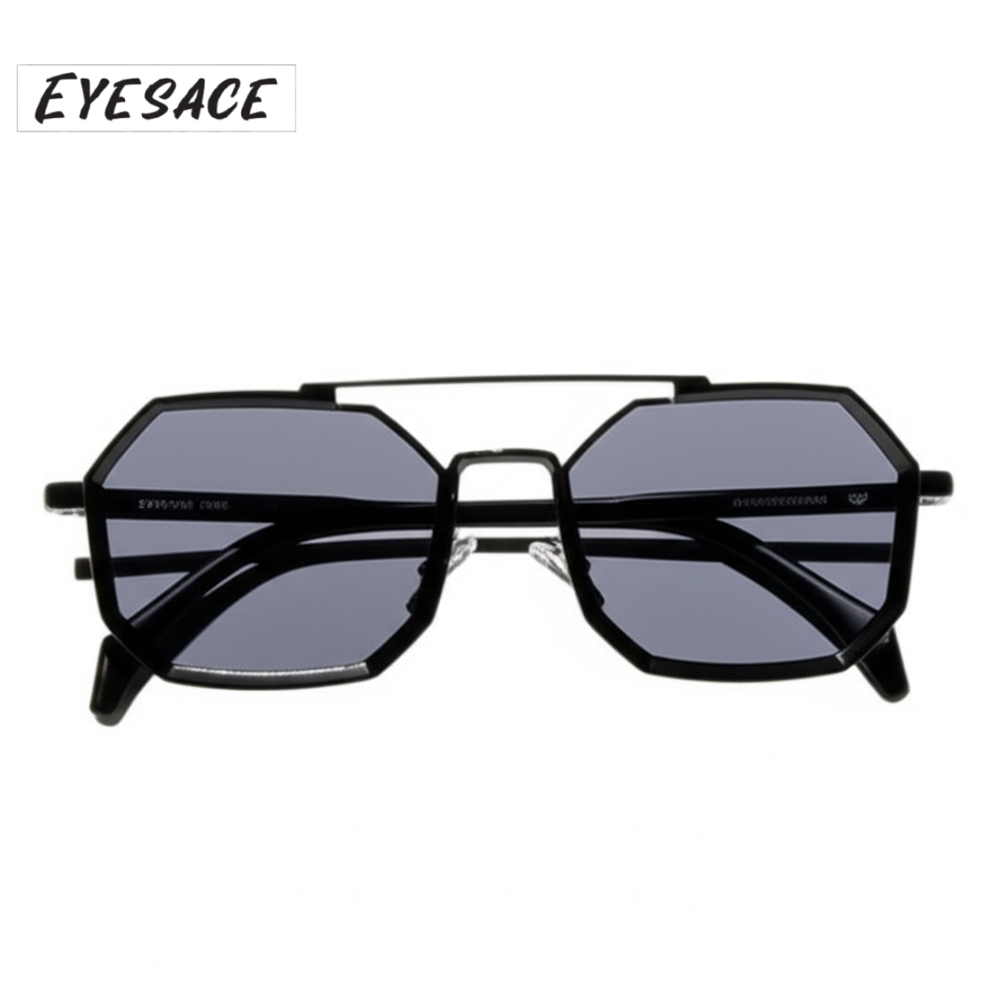 Eyesace® Commando Jet-Black Edition Octagon/Hexagon Metal Sunglasses