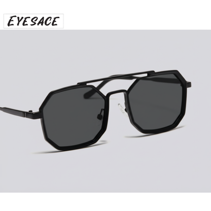 Eyesace® Commando Jet-Black Edition Octagon/Hexagon Metal Sunglasses