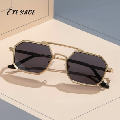 Eyesace® Commando Gold Black Edition Octagon/Hexagon Full Metal Sunglasses