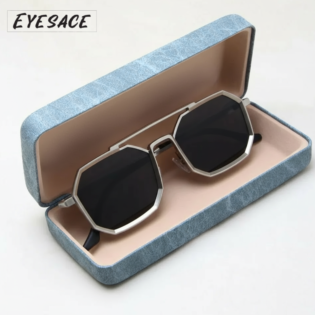 Eyesace® Commando Silver Black Edition Octagon Sunglasses