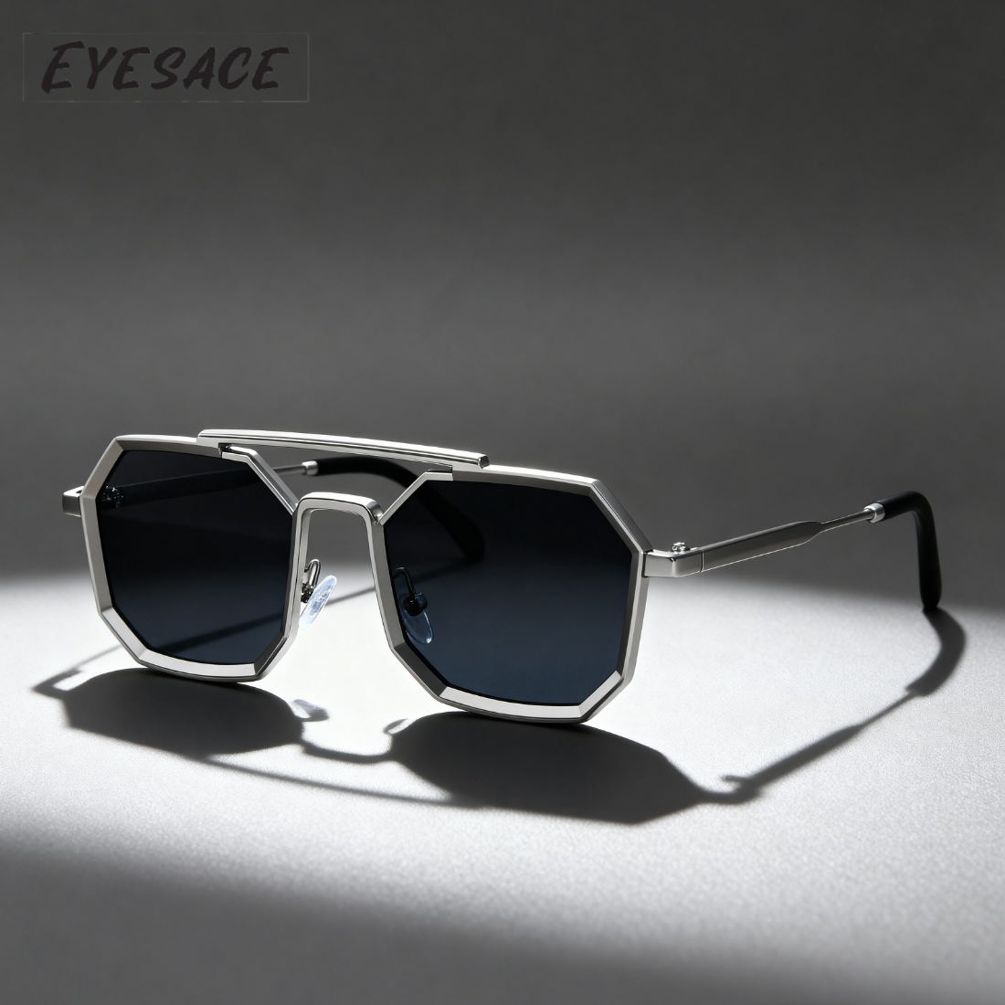 Eyesace® Commando Silver Black Edition Octagon Sunglasses