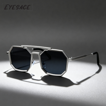Eyesace® Commando Silver Black Edition Octagon Sunglasses