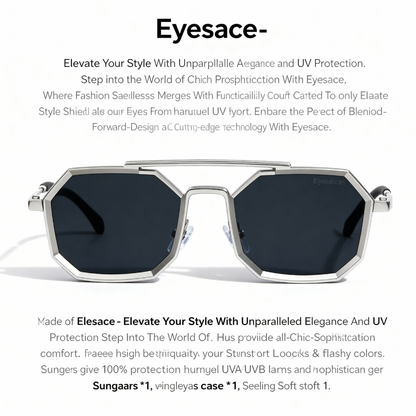 Eyesace® Commando Silver Black Edition Octagon Sunglasses