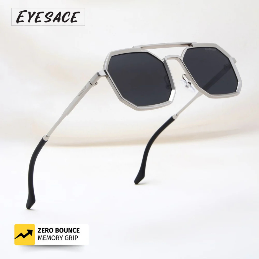 Eyesace® Commando Silver Black Edition Octagon Sunglasses