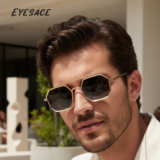 Eyesace® Commando Gold Black Edition Octagon/Hexagon Full Metal Sunglasses