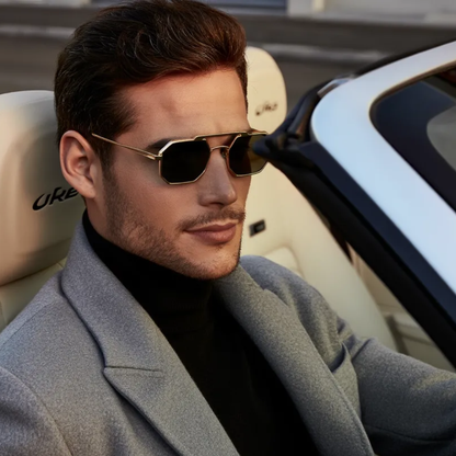 Eyesace® Commando Gold Black Edition Octagon/Hexagon Full Metal Sunglasses
