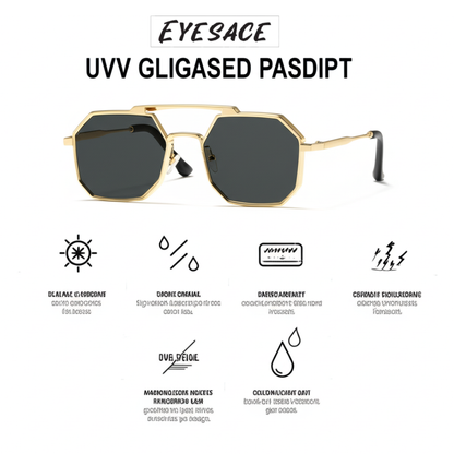 Eyesace® Commando Gold Black Edition Octagon/Hexagon Full Metal Sunglasses