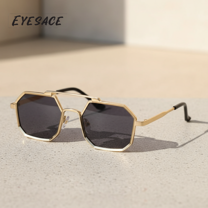 Eyesace® Commando Gold Black Edition Octagon/Hexagon Full Metal Sunglasses