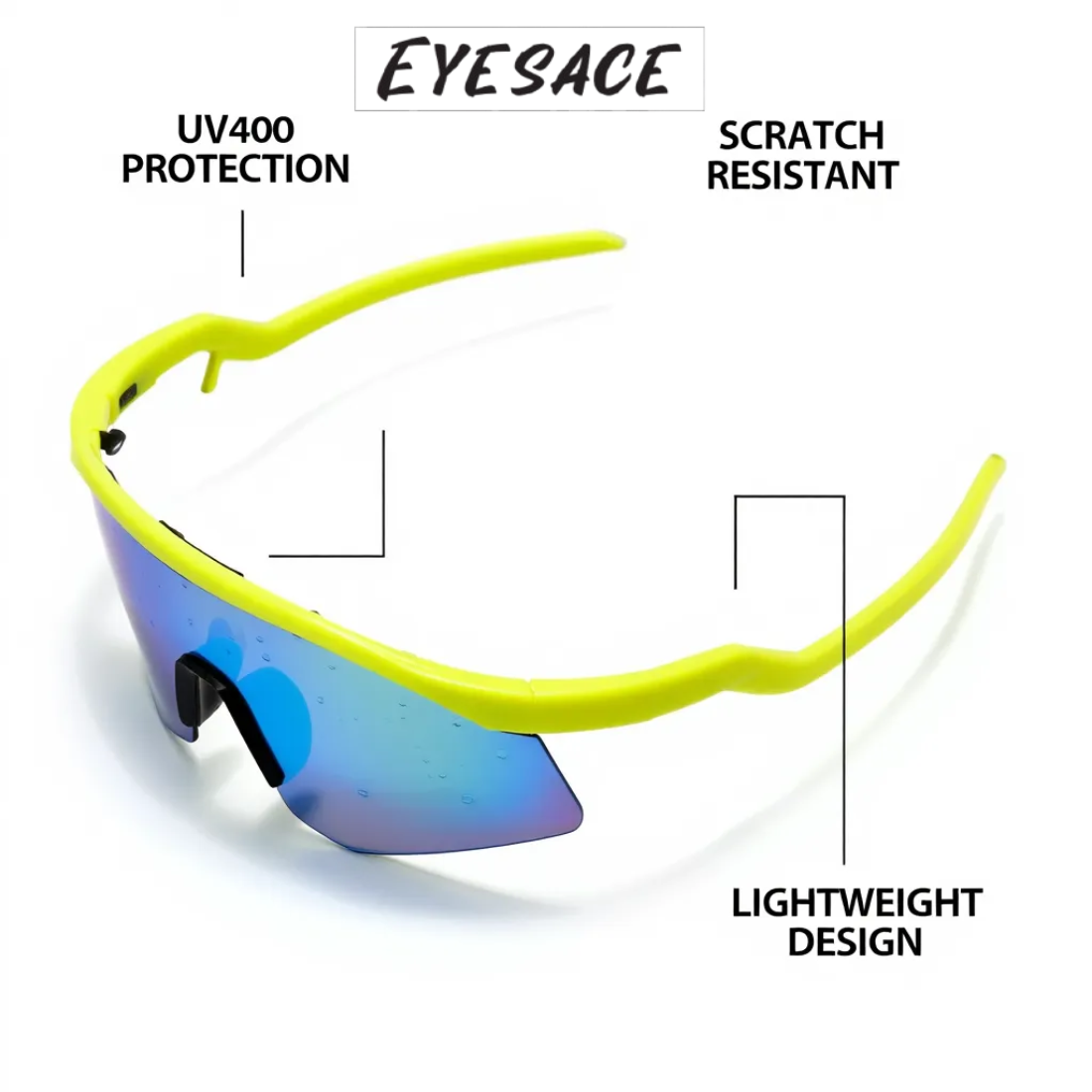 Sports Sunglasses for Unisex Youth IPLCricket Baseball Fishing Cycling Running Golf Mountain Bike Goggles Glasses UV400 Protection | Sport Sunglasses Cycling MTB Running Ski Golf Sport Sunglasses Removable Sport Prescription Glasses By Eyesace®