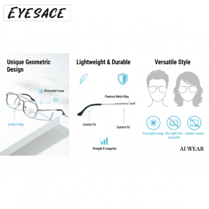 Eyesace BlueGuard X Square Sunglasses – Premium square frame with advanced blue cut lenses for stylish looks and all-day eye protection