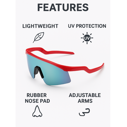 Sports Sunglasses for Unisex Youth IPLCricket Baseball Fishing Cycling Running Golf Mountain Bike Goggles Glasses UV400 Protection | Sport Sunglasses Cycling MTB Running Ski Golf Sport Sunglasses Removable Sport Prescription Glasses By Eyesace®