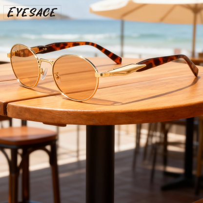 Eyesace® Retro Oval Ellipse Sunglasses, featuring UV400 protection, durable stainless steel metal frames, and a trendy design suitable for both men and women