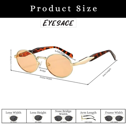 Eyesace® Retro Oval Ellipse Sunglasses, featuring UV400 protection, durable stainless steel metal frames, and a trendy design suitable for both men and women