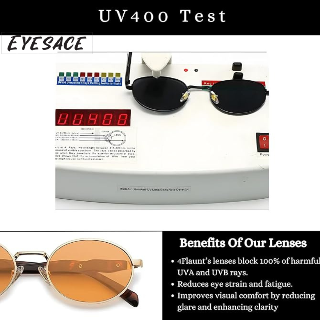 Eyesace® Retro Oval Ellipse Sunglasses, featuring UV400 protection, durable stainless steel metal frames, and a trendy design suitable for both men and women