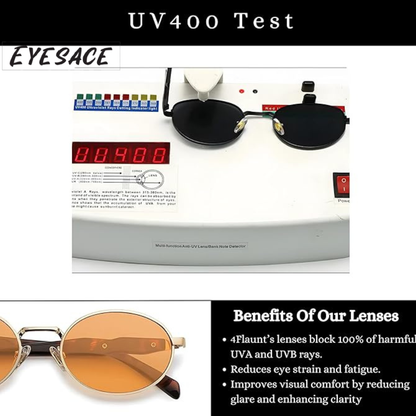 Eyesace® Retro Oval Ellipse Sunglasses, featuring UV400 protection, durable stainless steel metal frames, and a trendy design suitable for both men and women