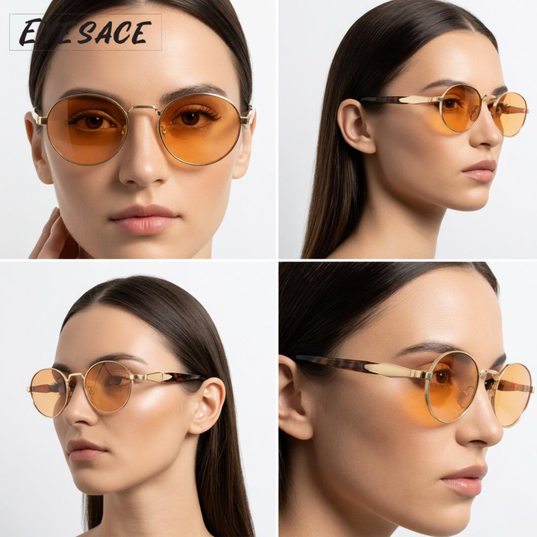 Eyesace® Retro Oval Ellipse Sunglasses, featuring UV400 protection, durable stainless steel metal frames, and a trendy design suitable for both men and women