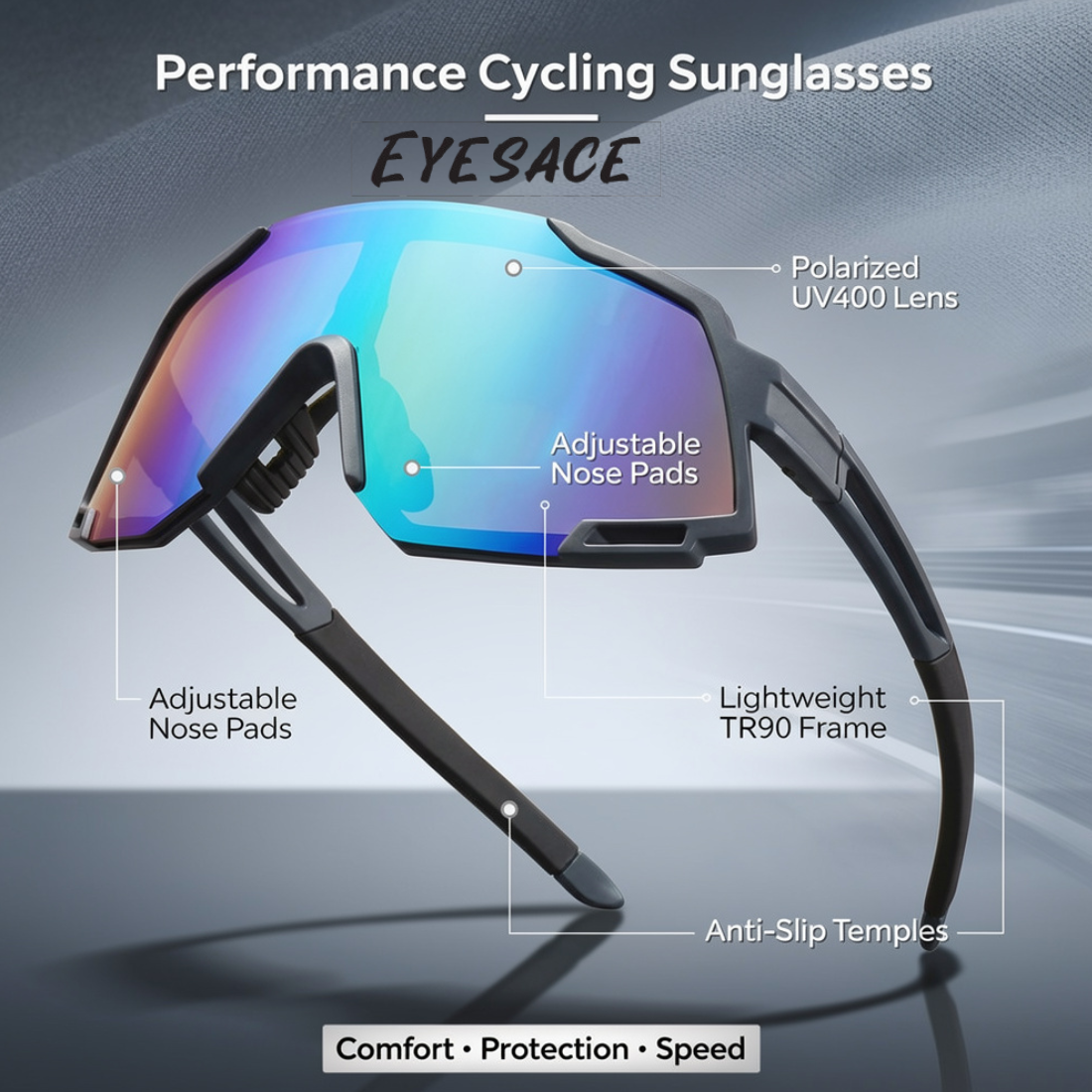 Polarized Sports Sunglasses for Unisex Youth IPLCricket Baseball Fishing Cycling Running Golf Mountain Bike Goggles Glasses UV400 Protection | Sport Sunglasses Cycling MTB Running Ski Golf Sport Sunglasses Removable Sport Prescription Glasses By Eyesace®