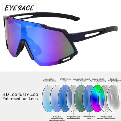 Polarized Sports Sunglasses for Unisex Youth IPLCricket Baseball Fishing Cycling Running Golf Mountain Bike Goggles Glasses UV400 Protection | Sport Sunglasses Cycling MTB Running Ski Golf Sport Sunglasses Removable Sport Prescription Glasses By Eyesace®