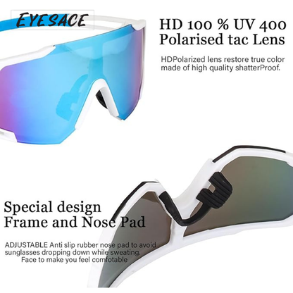 Polarized Sports Sunglasses for Unisex Youth IPLCricket Baseball Fishing Cycling Running Golf Mountain Bike Goggles Glasses UV400 Protection | Sport Sunglasses Cycling MTB Running Ski Golf Sport Sunglasses Removable Sport Prescription Glasses By Eyesace®