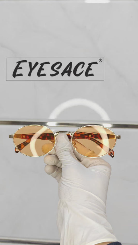 Eyesace® Retro Oval Ellipse Sunglasses, featuring UV400 protection, durable stainless steel metal frames, and a trendy design suitable for both men and women