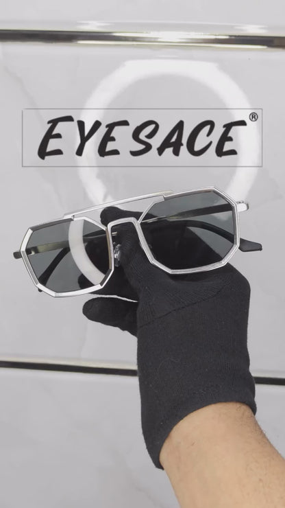 Eyesace® Commando Silver Black Edition Octagon Sunglasses